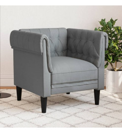 Fauteuil Chesterfield gris clair tissu