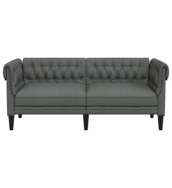 Canapé Chesterfield 2 places gris foncé tissu