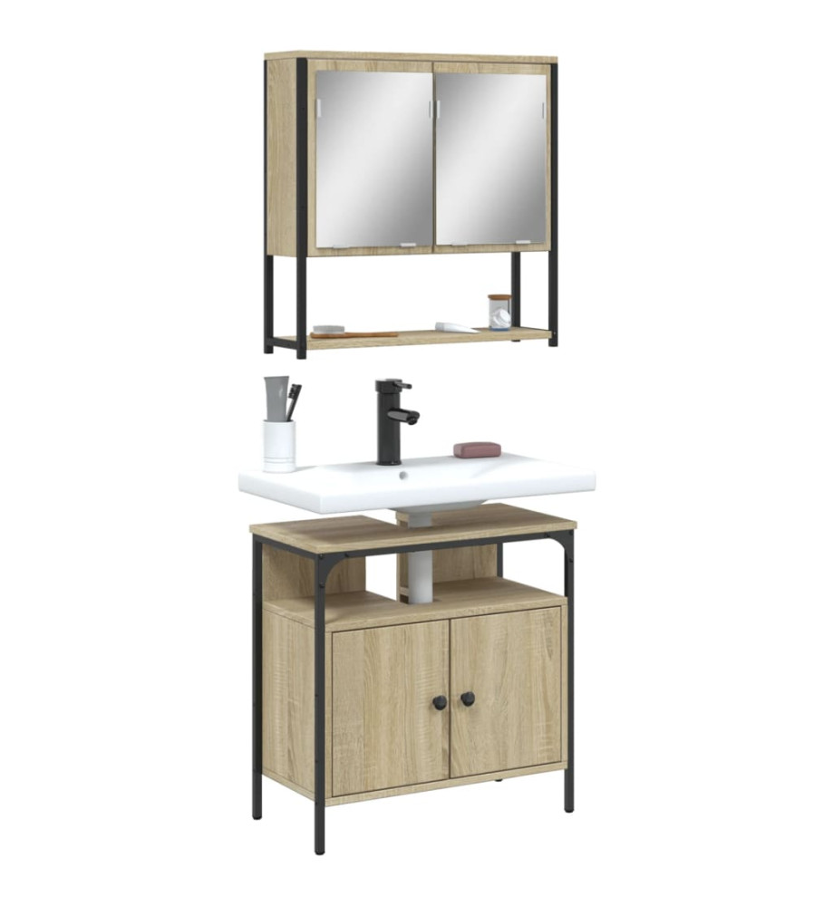 Ensemble de meubles de salle de bain 2 pcs chêne sonoma