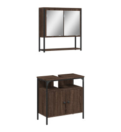 Ensemble de meubles de salle de bain 2 pcs Chêne marron