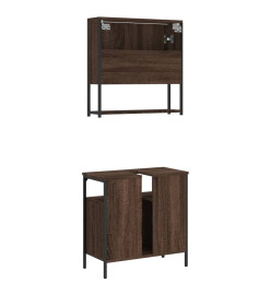 Ensemble de meubles de salle de bain 2 pcs Chêne marron