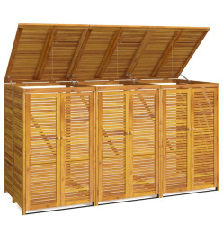 Abri à poubelle triple 210x89x117 cm bois massif d'acacia