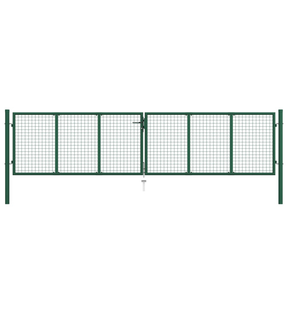 Portail en treillis de jardin Acier 400 x 75 cm Vert