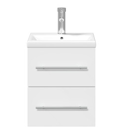 Armoire lavabo de salle de bain avec bassin intégré blanc
