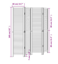 Cloison de séparation 4 panneaux noir bois de paulownia massif