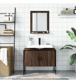 Ensemble d'armoires de salle de bain 2 pcs chêne marron