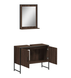 Ensemble d'armoires de salle de bain 2 pcs chêne marron