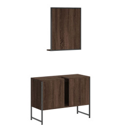 Ensemble d'armoires de salle de bain 2 pcs chêne marron