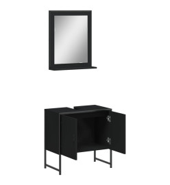 Ensemble d'armoires de salle de bain 2 pcs noir bois ingénierie