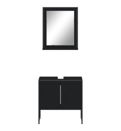 Ensemble d'armoires de salle de bain 2 pcs noir bois ingénierie