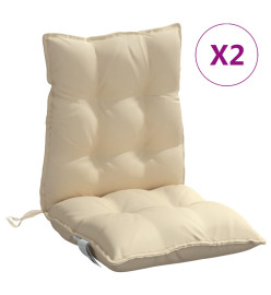 Coussins de chaise à dossier bas lot de 2 beige tissu oxford