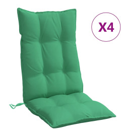 Coussins de chaise à dossier haut lot de 4 vert tissu oxford