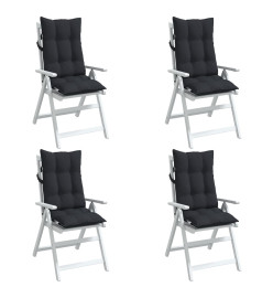 Coussins de chaise à dossier haut lot de 4 noir tissu oxford