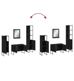 Ensemble d’armoires salle de bain 4 pcs noir bois d'ingénierie