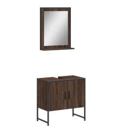 Ensemble d'armoires de salle de bain 2 pcs chêne marron