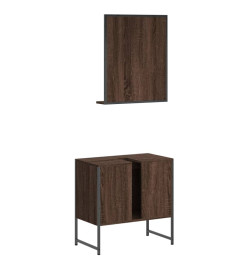 Ensemble d'armoires de salle de bain 2 pcs chêne marron