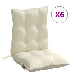 Coussins de chaise à dossier bas lot de 6 crème tissu oxford