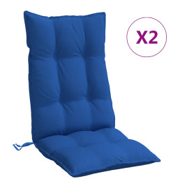 Coussins de chaise à dossier haut lot de 2 bleu royal