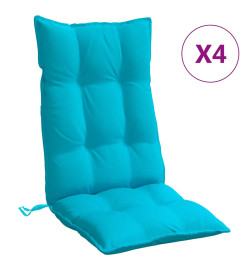 Coussins de chaise à dossier haut lot de 4 turquoise