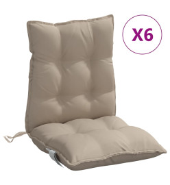 Coussins de chaise à dossier bas lot de 6 taupe tissu oxford