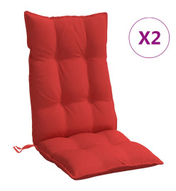 Coussins de chaise à dossier haut lot de 2 rouge tissu oxford