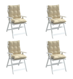 Coussins de chaise à dossier bas lot de 4 beige tissu oxford