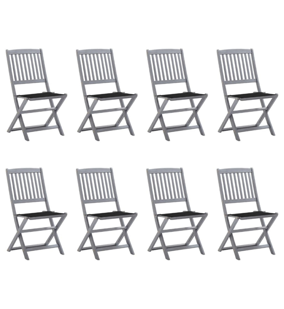 Chaises pliables d'extérieur 8 pcs avec coussins Bois d'acacia