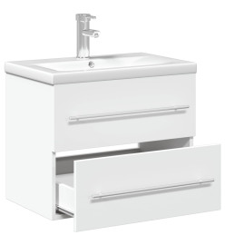 Armoire lavabo de salle de bain avec bassin intégré blanc