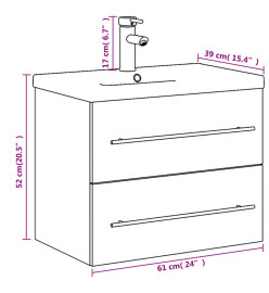 Armoire lavabo de salle de bain avec bassin intégré blanc