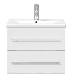 Armoire lavabo de salle de bain bassin intégré blanc brillant