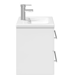 Armoire lavabo de salle de bain bassin intégré blanc brillant