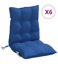 Coussins de chaise à dossier bas lot de 6 bleu royal