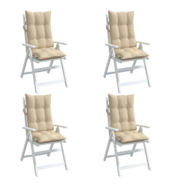 Coussins de chaise à dossier haut lot de 4 beige tissu oxford