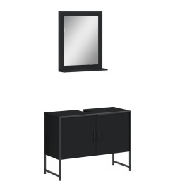 Ensemble d'armoires de salle de bain 2 pcs noir bois ingénierie