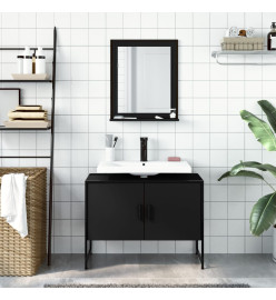 Ensemble d'armoires de salle de bain 2 pcs noir bois ingénierie