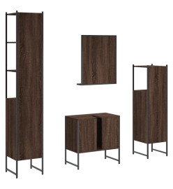 Ensemble d'armoires de salle de bain 4 pcs chêne marron