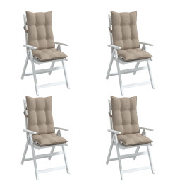 Coussins de chaise à dossier haut lot de 4 taupe tissu oxford