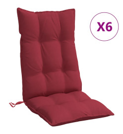 Coussins de chaise à dossier haut lot de 6 rouge bordeaux