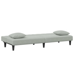 Ensemble de canapés 2 pcs avec coussins gris clair velours