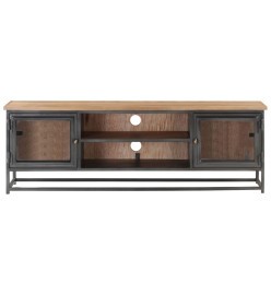 Meuble TV Gris 120x30x40 cm Bois d'acacia massif et acier