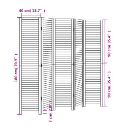 Cloison de séparation 5 panneaux blanc bois de paulownia massif