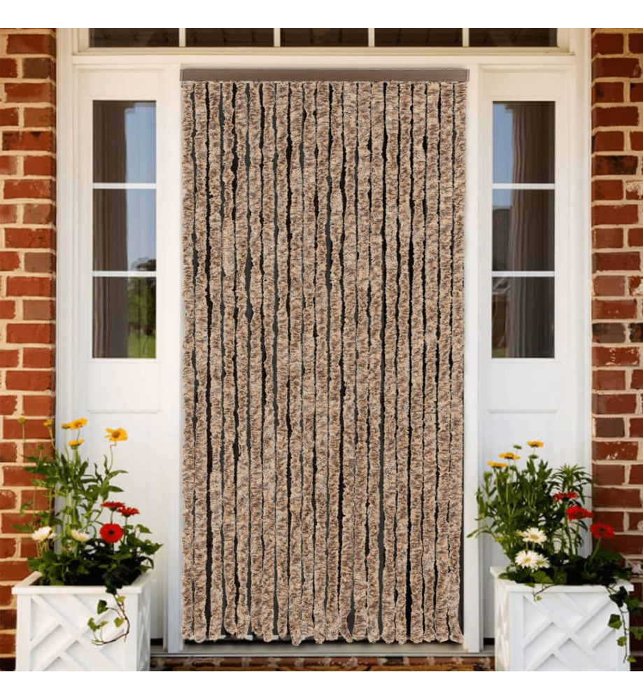 Rideau anti-mouches beige et marron foncé 100x200 cm chenille