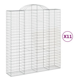 Paniers à gabions arqués 11 pcs 200x50x220/240 cm Fer galvanisé