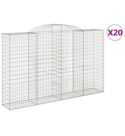 Paniers à gabions arqués 20 pcs 300x50x180/200 cm fer galvanisé