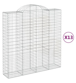 Paniers à gabions arqués 13 pcs 200x50x200/220 cm Fer galvanisé