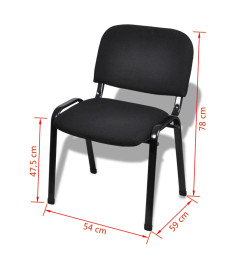 Chaises de bureau empilables 4 pièces Tissu Noir