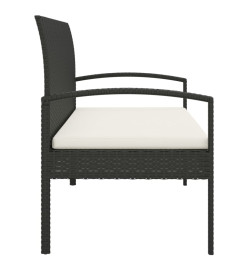 Banc de jardin avec coussin noir 105 cm résine tressée