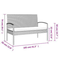 Banc de jardin avec coussin noir 105 cm résine tressée