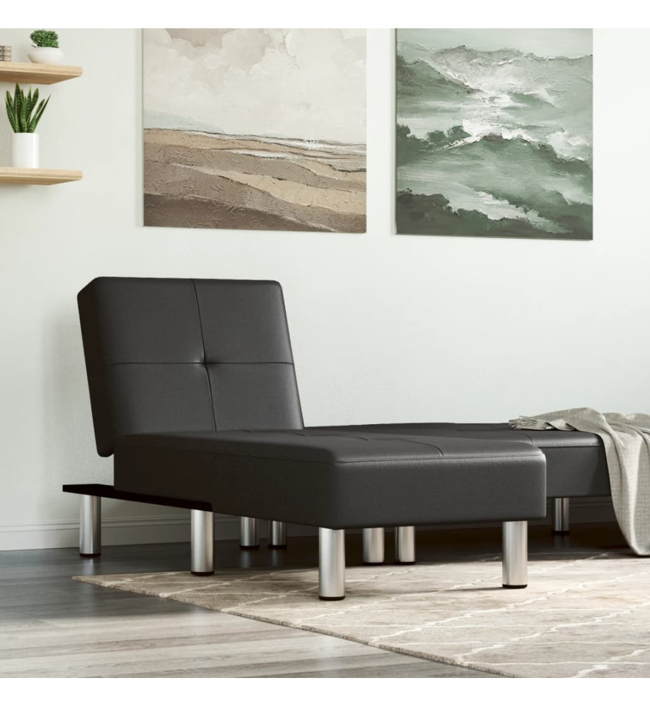 Chaise longue noir similicuir