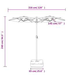 Parasol à double tête taupe 316x240 cm